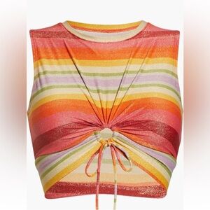 Robin Piccone Greta Swim Top Sz Medium Shimmer Multicolored New